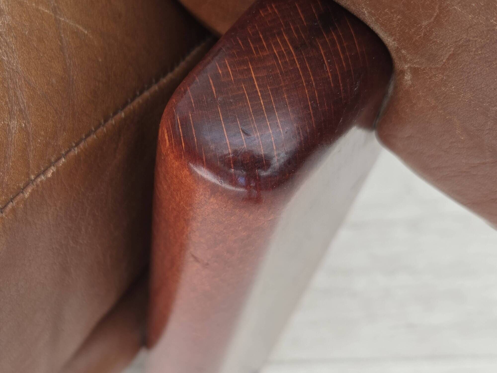 1970s, Swedish design, armchair with footstool, furniture leather.