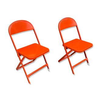 Chaises pliantes en métal rouge chungo