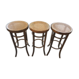 Lot of 3 bistro stools in cannage