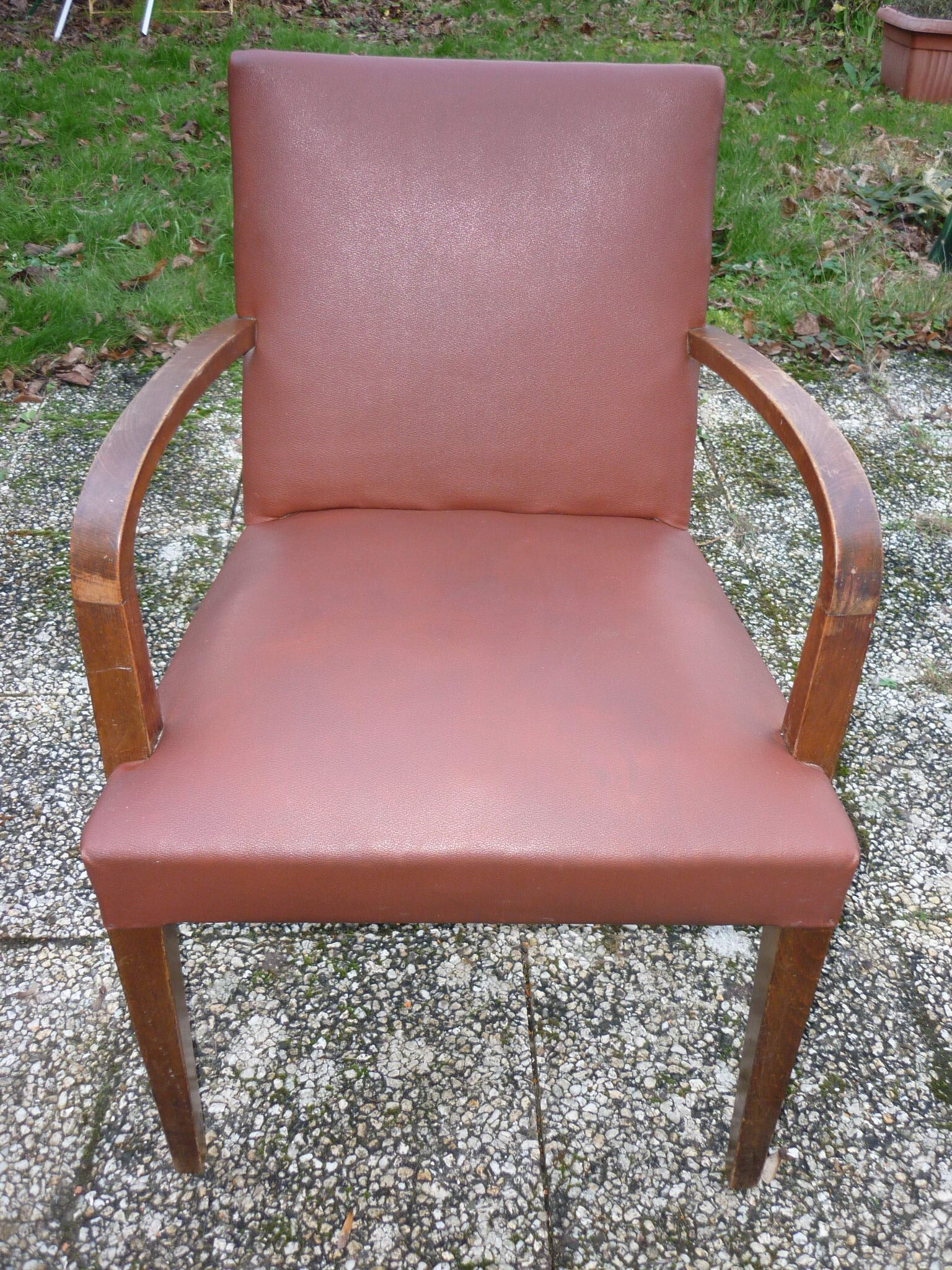Light brown and wood Bridge armchair, from the 40s-50s