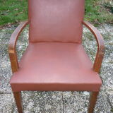 Light brown and wood Bridge armchair, from the 40s-50s