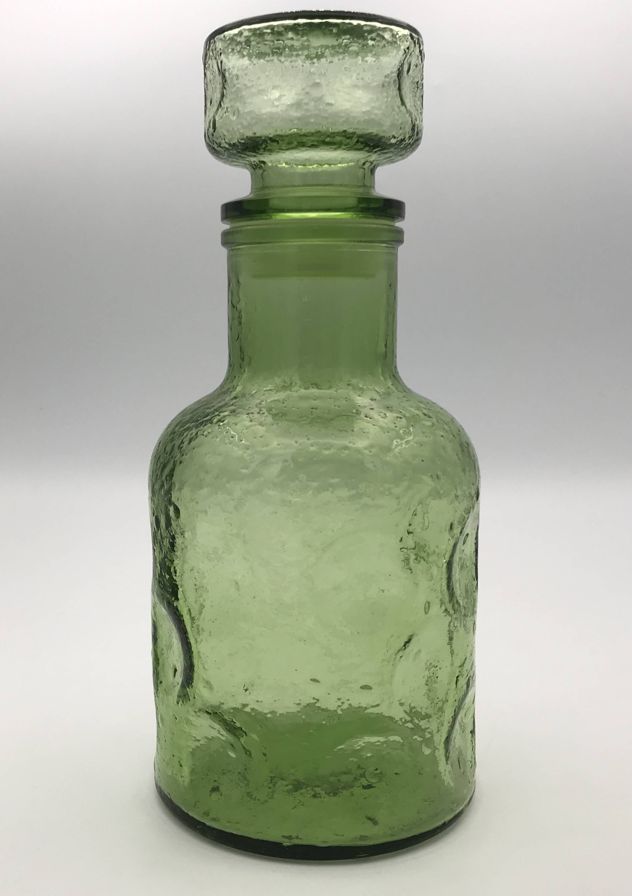Vintage Green GLASS CARAFE in Empoli style with effect 24.5 cm