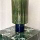Milos vase in green and navy blue ceramic