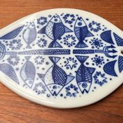 Mid-century porcelain fish wall plate from Porsgrund, Norway, 1960s.