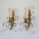 Pair of wall lamps patinated gilded bronze and early twentieth century glass grapevines