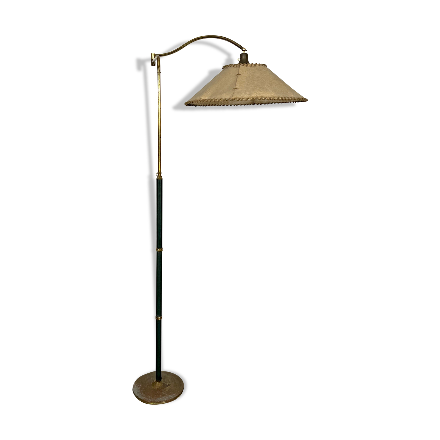 Arredoluce Monza, vintage brass and leather floor lamp. 40s