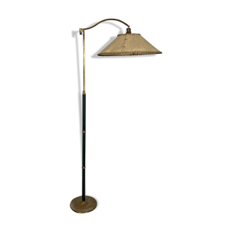 Lampadaire vintage en laiton et cuir Arredoluce Monza