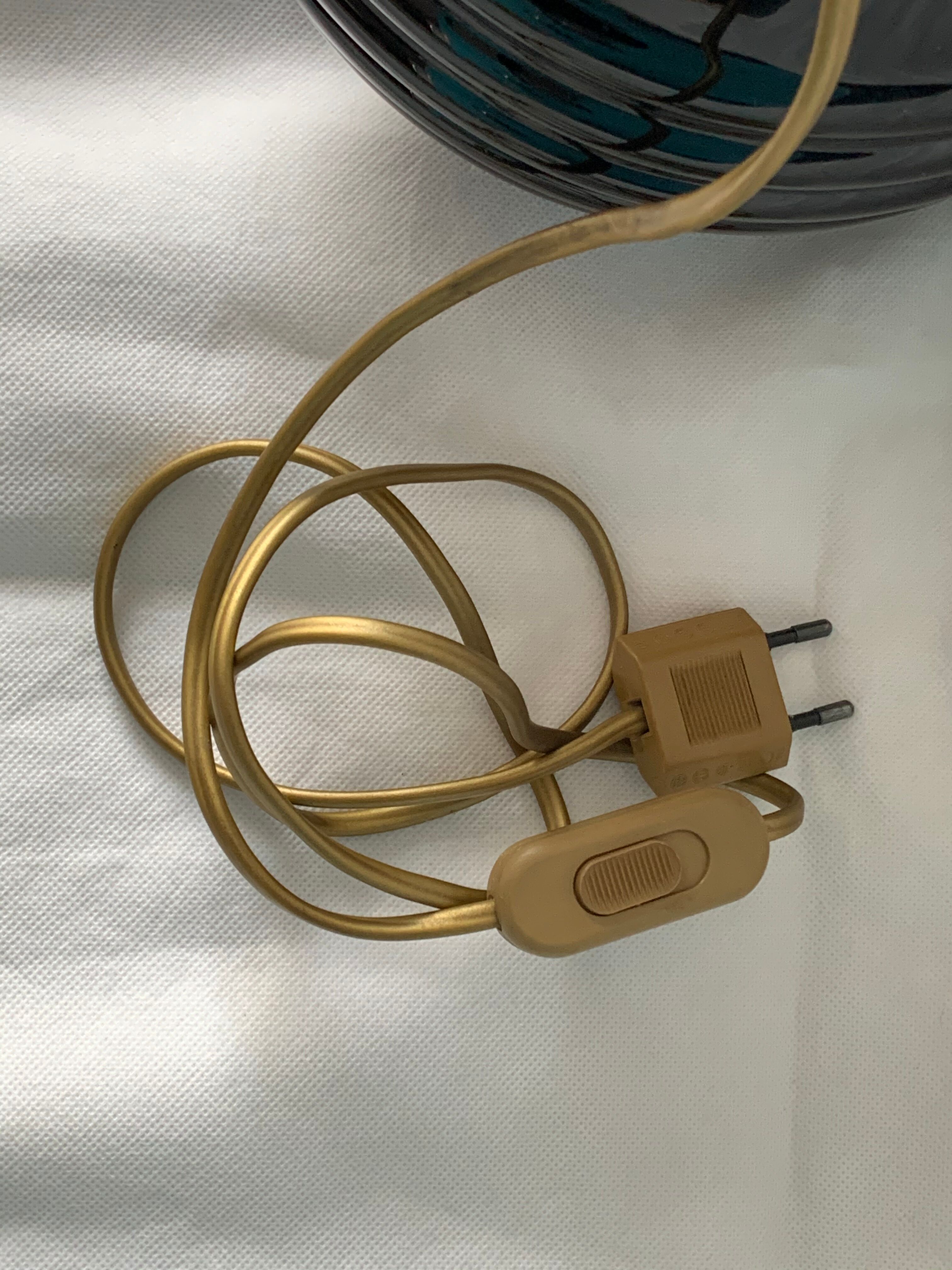 Black opaline ball lamp foot France art deco