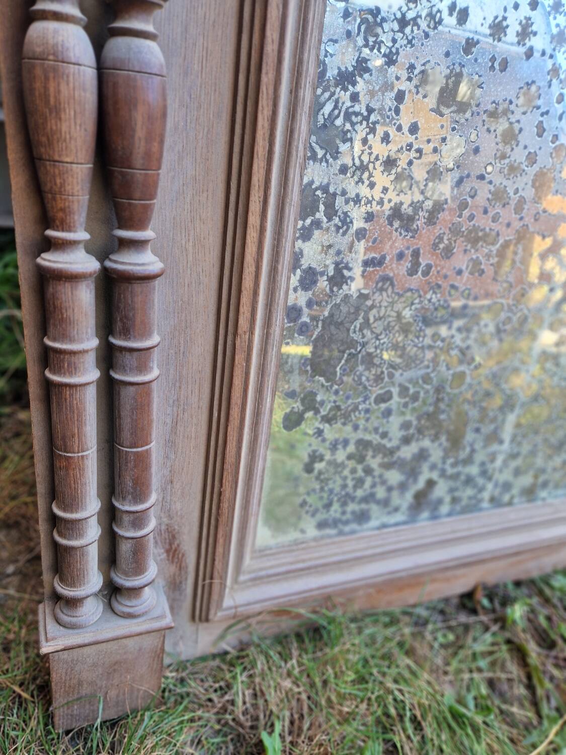 Antique oak trumeau mirror