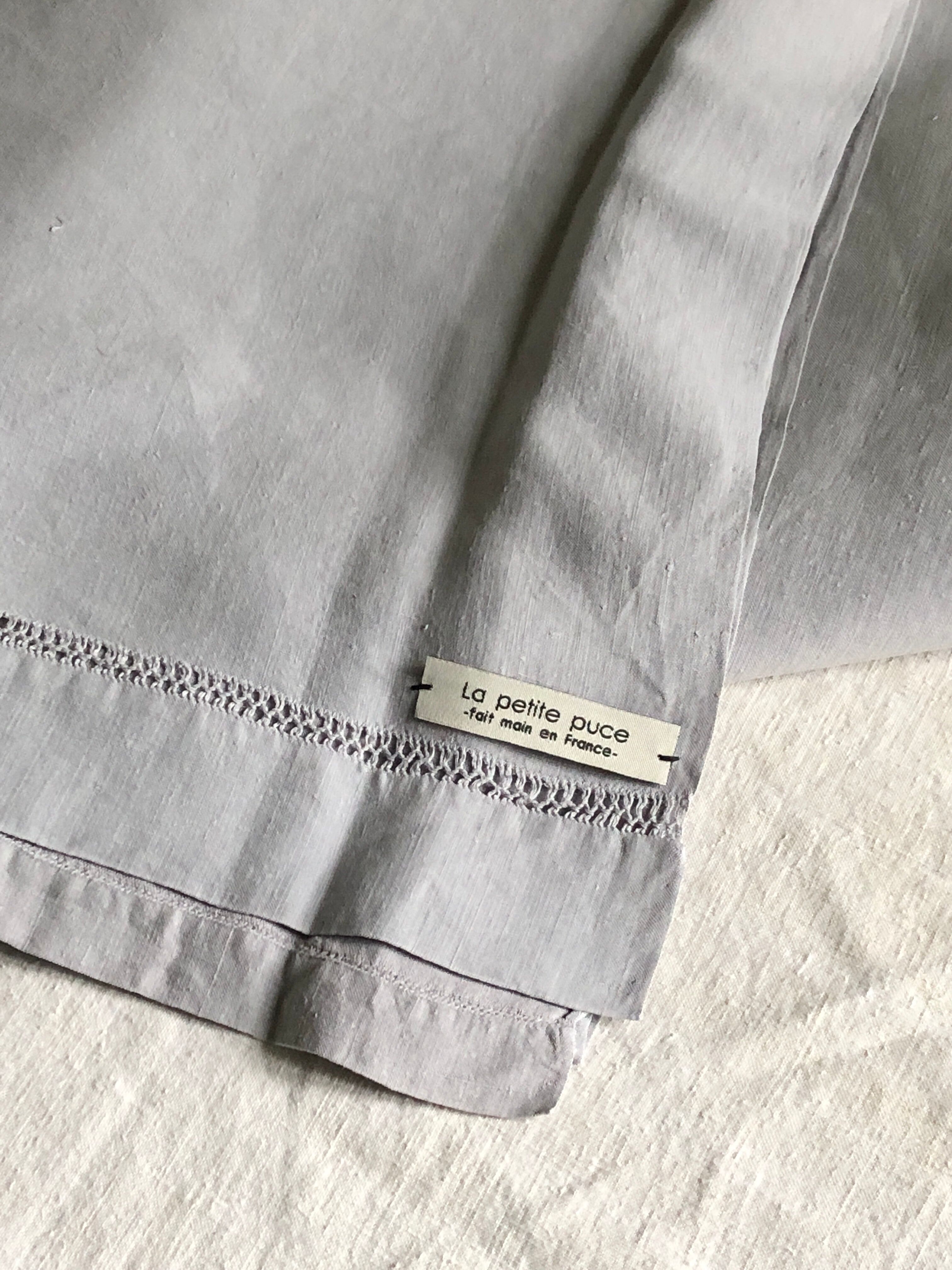 Antique sheet in pure linen yarn dyed in rain gray