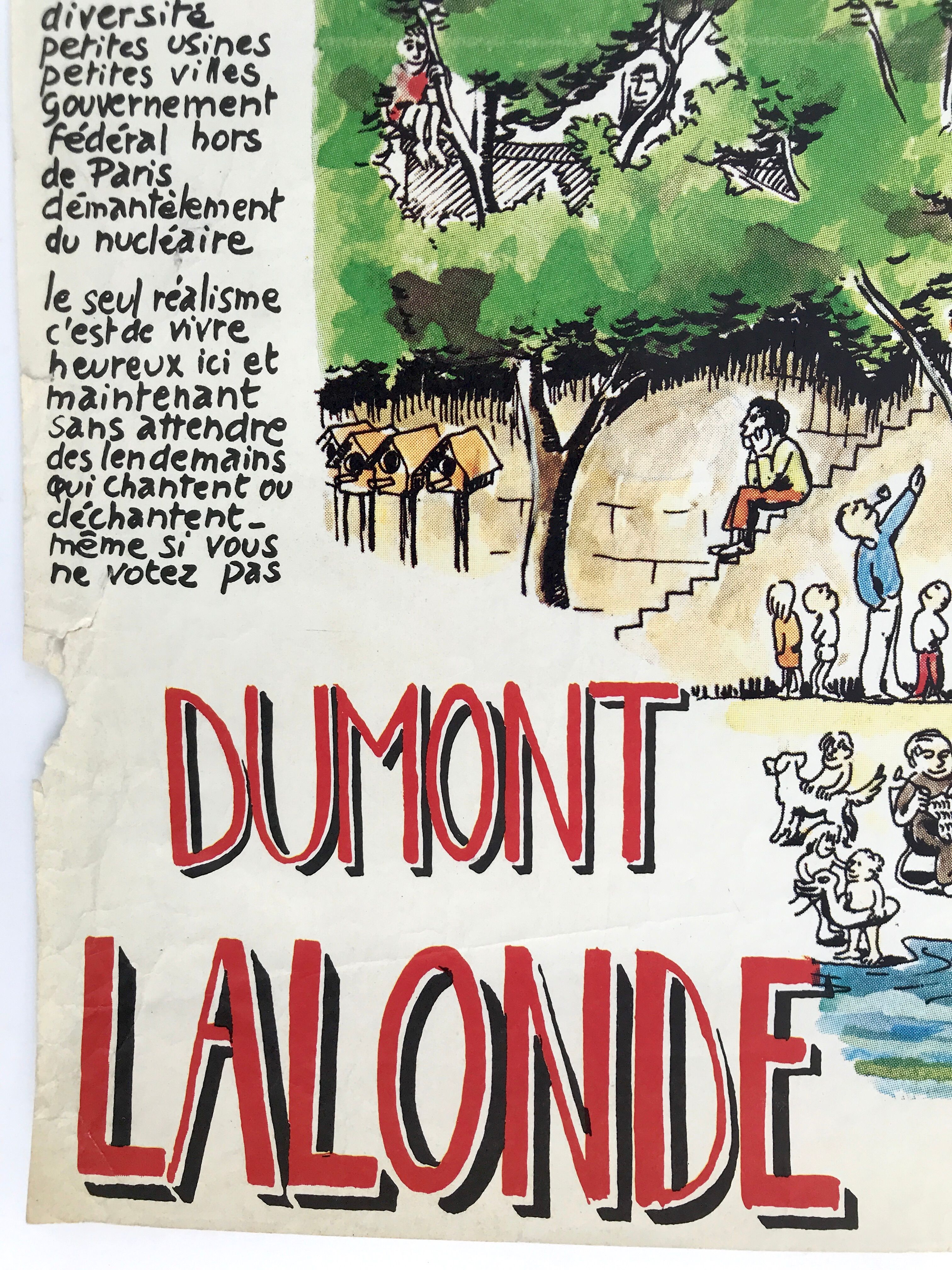 Poster of ecologist candidates René DUMONT / Brice LALONDE with Friends of the Earth in Paris 1976