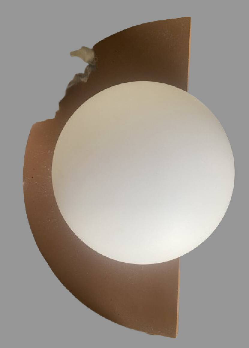 opaline ball wall light with ceramic/terracotta surround
