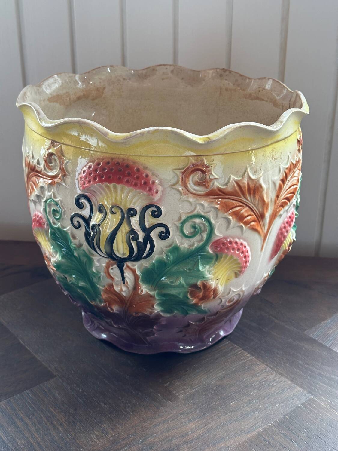 Earthenware cache-pot from the early 20th century.