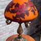 large bronze mushroom lamp with magnificent glass paste signed 7kg h51x33