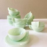Glass cups and saucers, 1950s