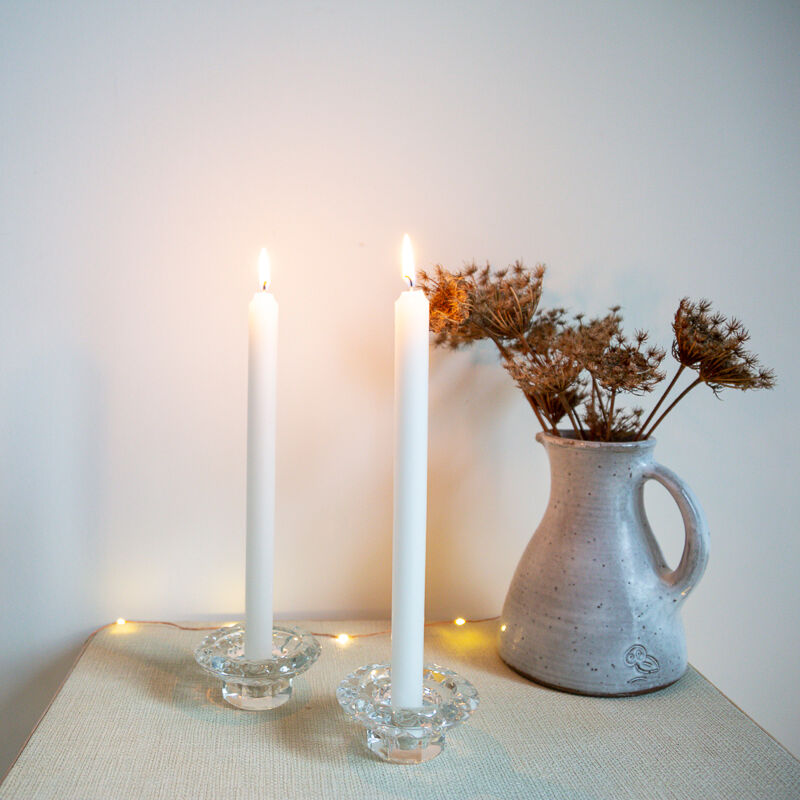 2 clear glass candle holders from Reims