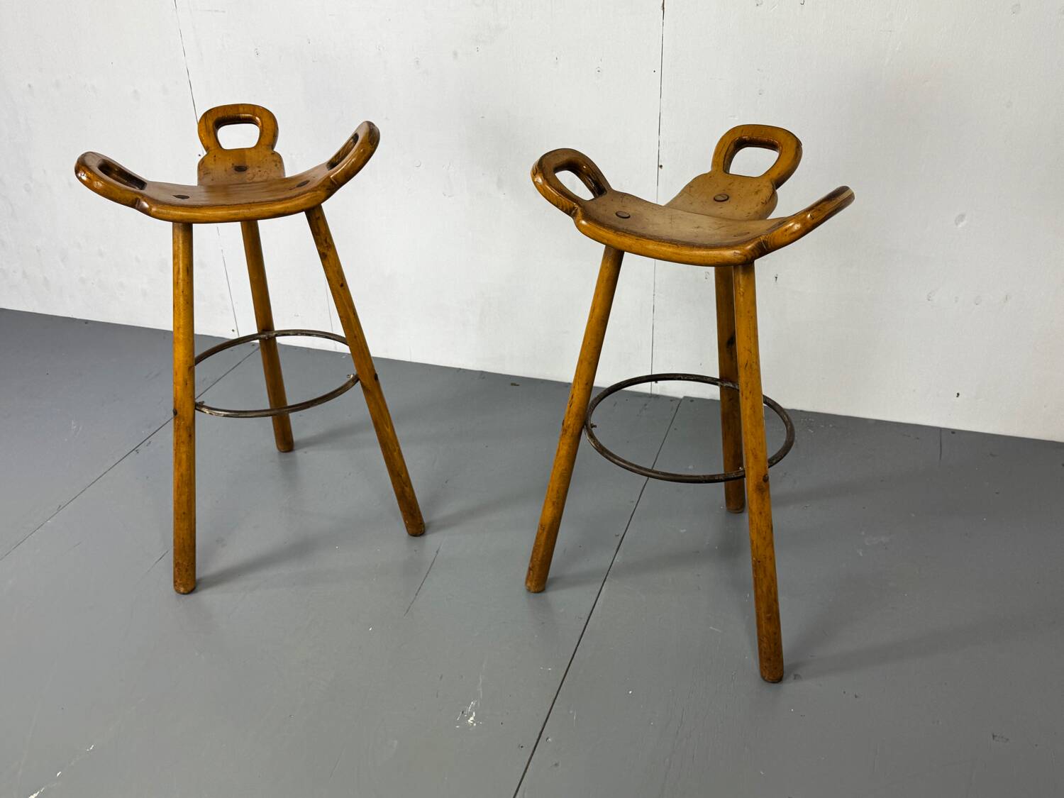 Set of 2 Brutalist Marbella Bar Stools by Sergio Rodrigues, 1960s