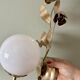 Vintage wall lamp in gold metal and white opaline