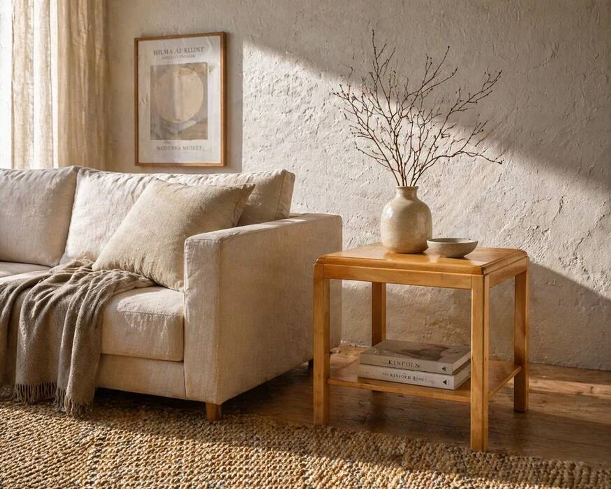 Swedish modern birch side table, late 20th century