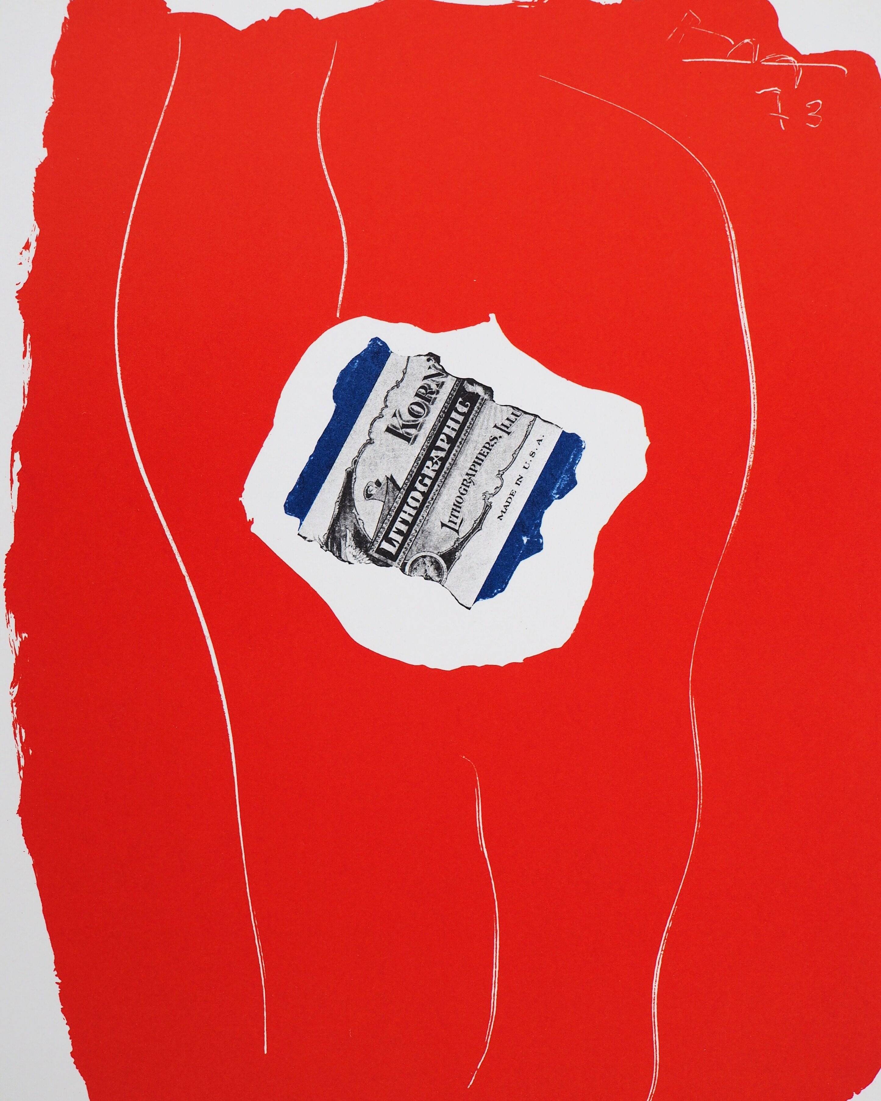 Robert motherwell: red composition - original lithograph