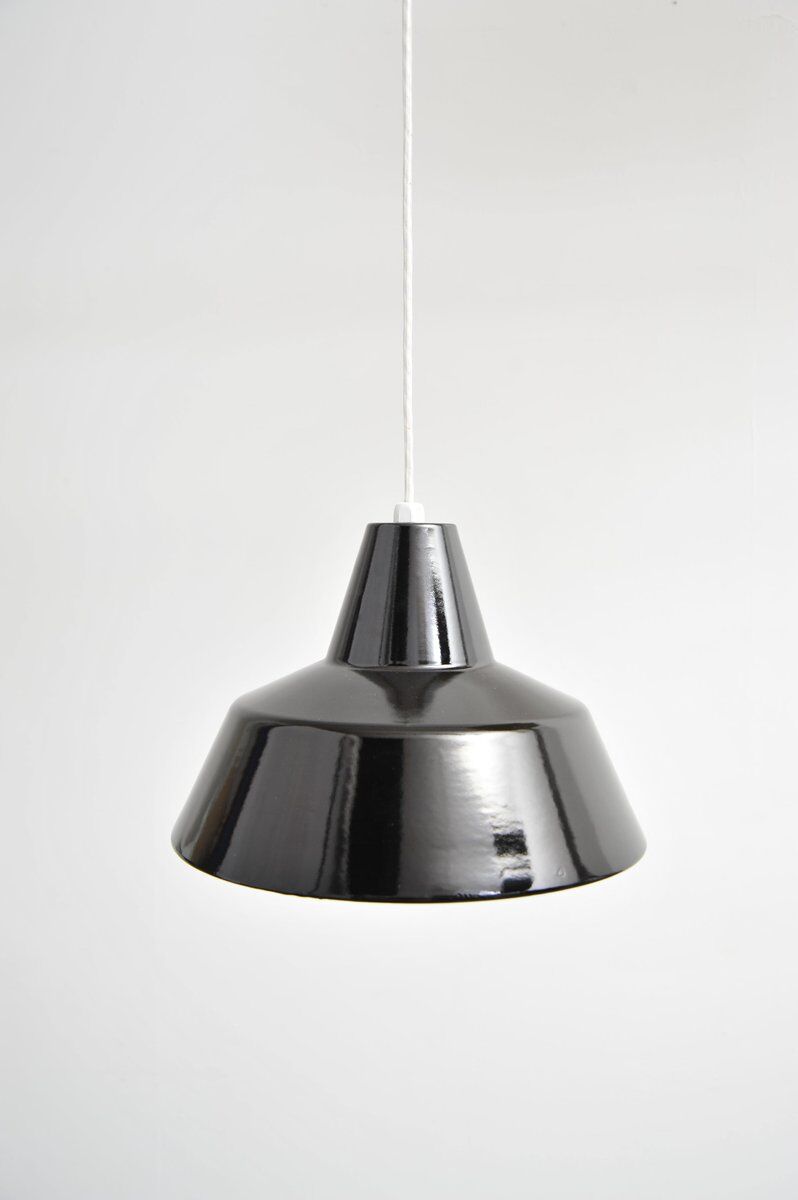 Black enamel ceiling lamp by Louis Poulsen, 1950s