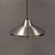 Slim silver-colored hanging lamp with a large diameter. Denmark 1980s