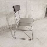 Chaise de bureau vintage années 50 60 en skai et métal chromé