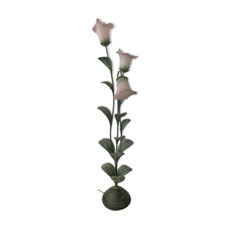 Lampadaire "Fleur" en métal et verrerie colorée