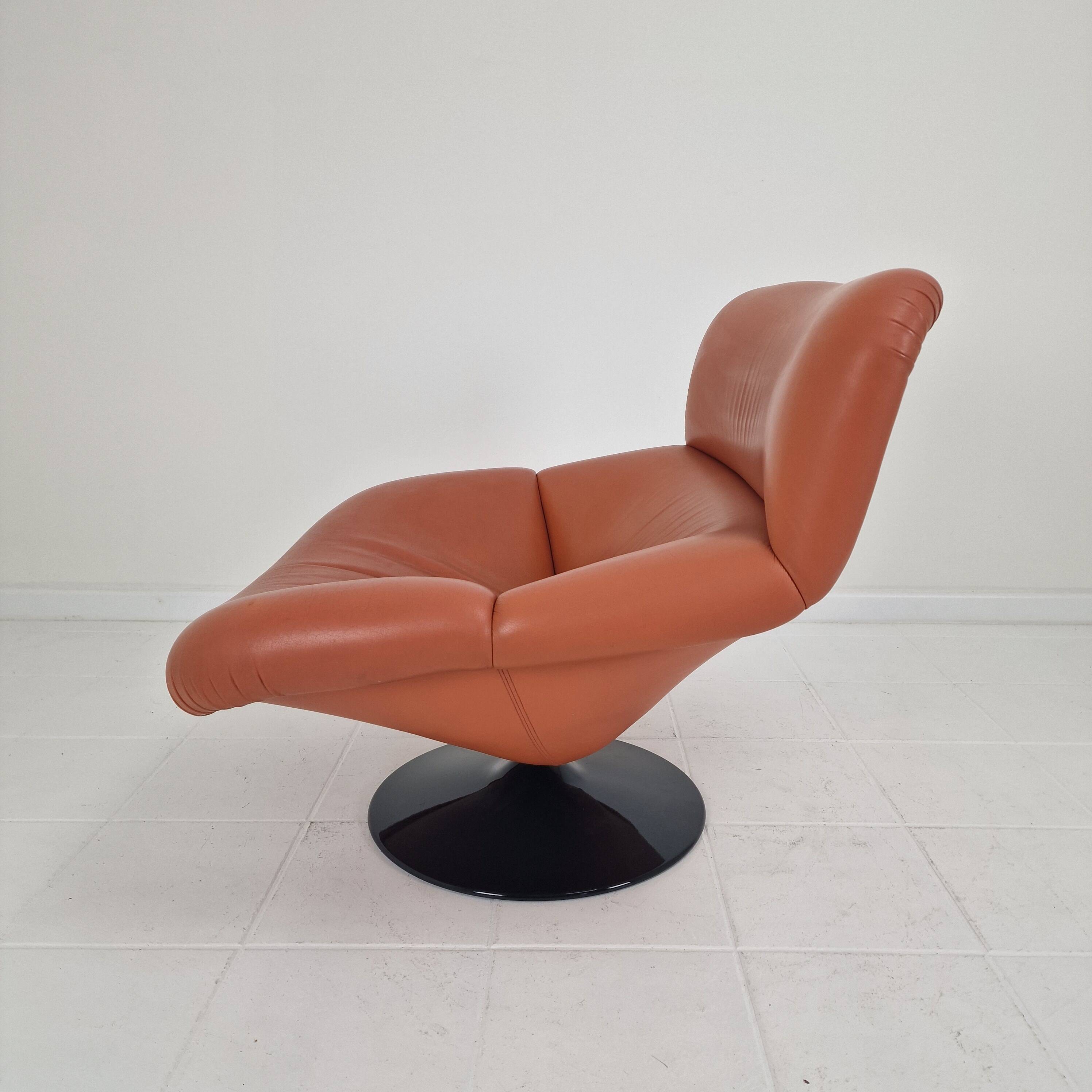 Artifort F518 Lounge Chair by Geoffrey Harcourt in Leather, 1970's