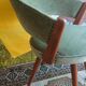 Scandinavian office chair made of teak and vintage velorus