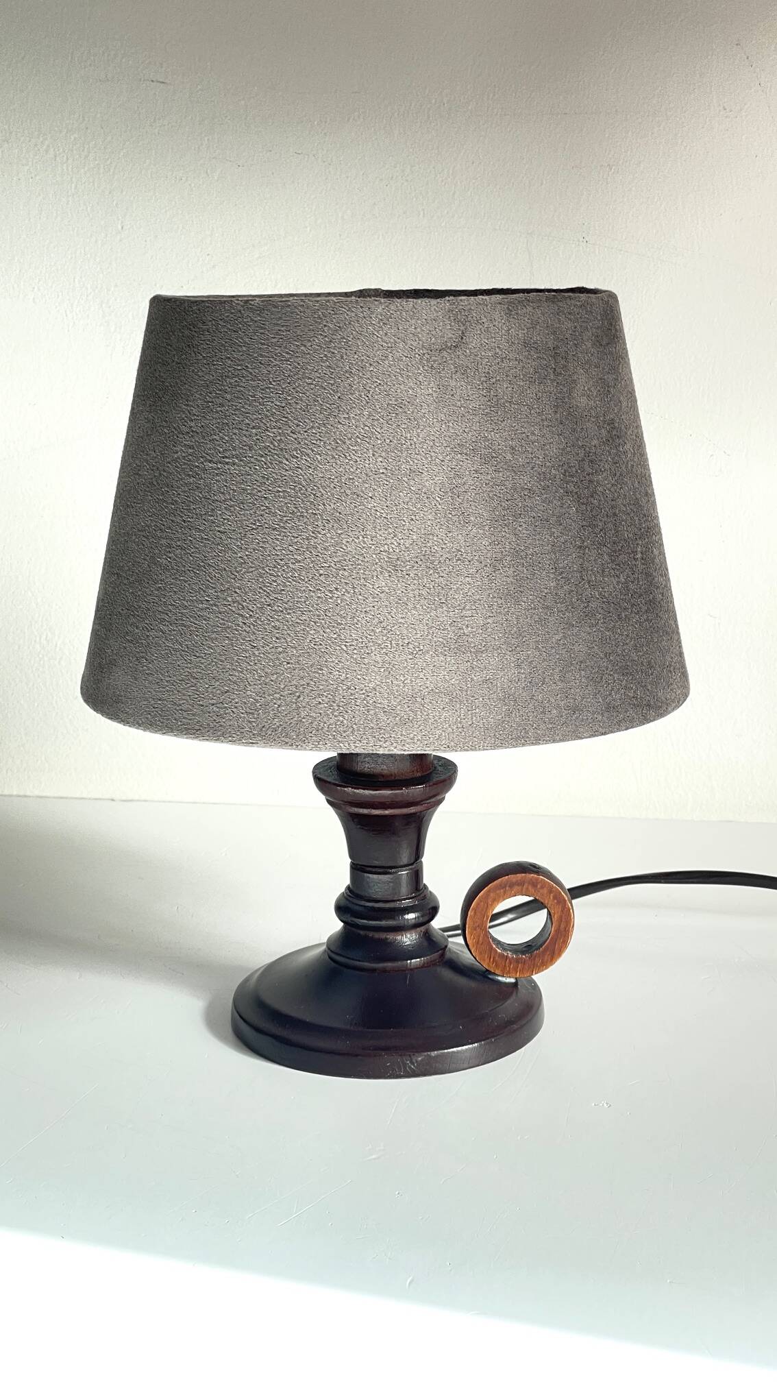 Vintage wooden candle holder lamp