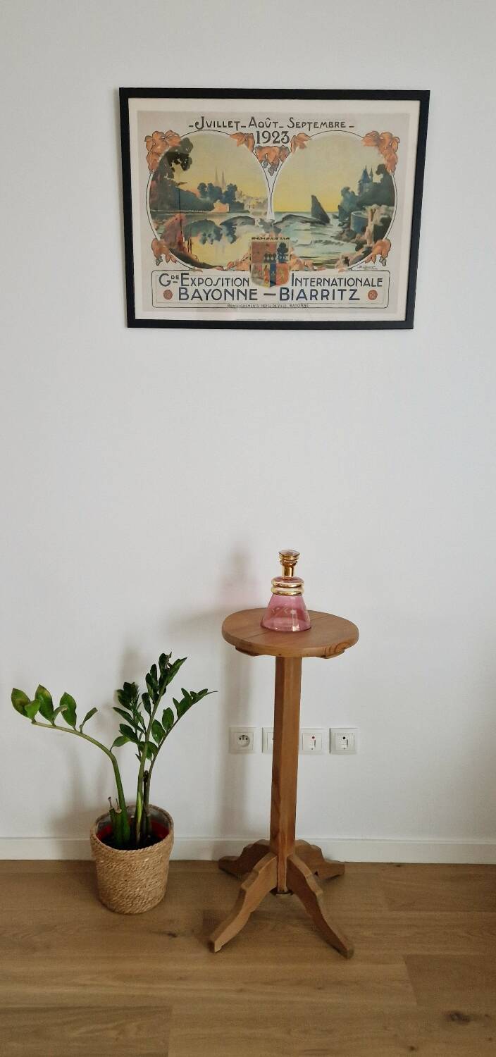 Solid pine wood pedestal table 1940s