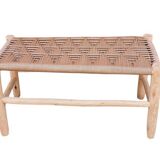 Cream rope woven wooden bench, bohemian and warm, natural material