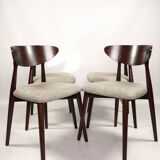 Set of 4 heritage herringbone natural linen dining chairs