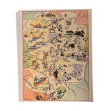 Old illustrated map of The Orleans Berry 1929 - JP Pinchon