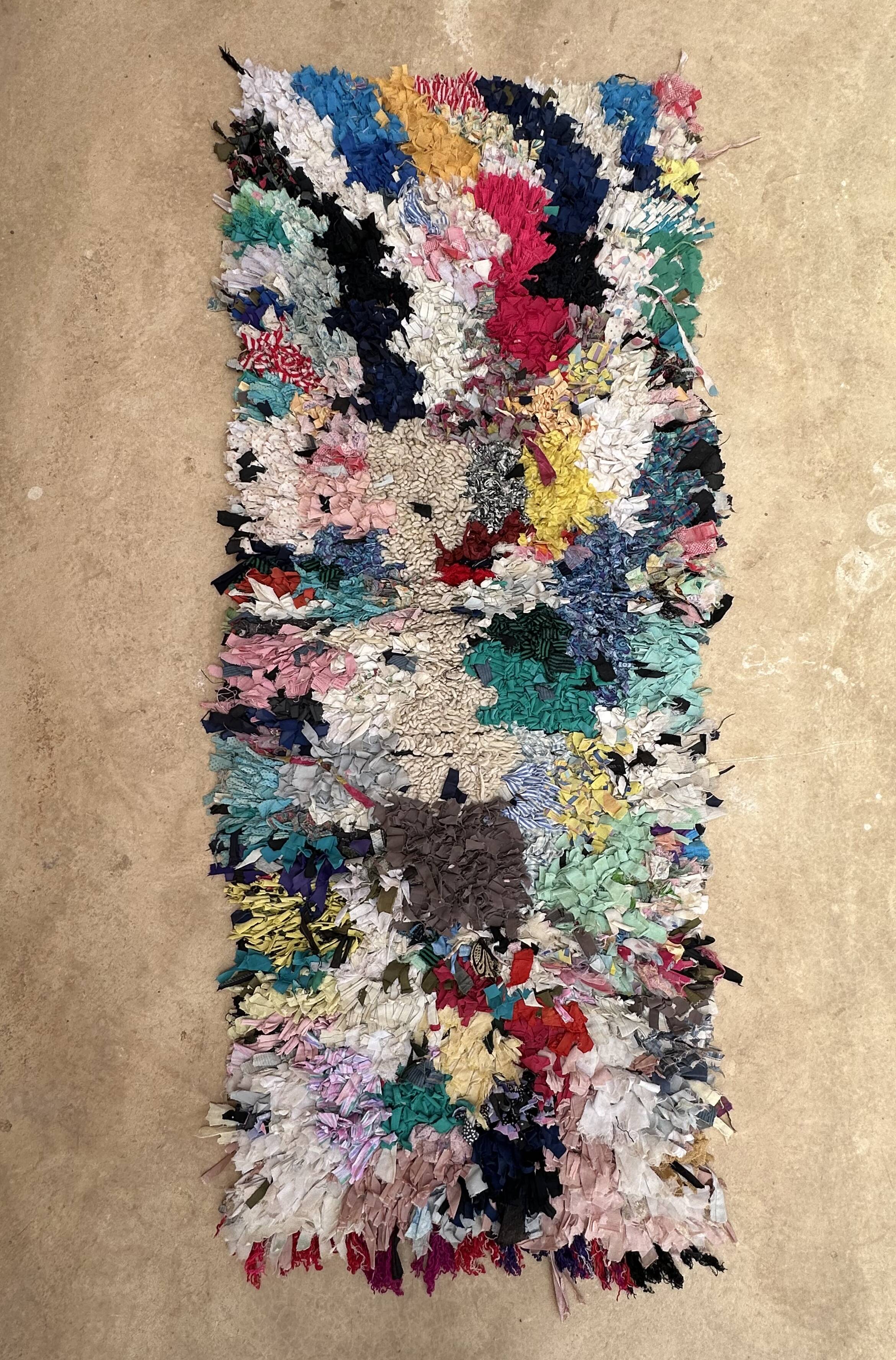 Colorful Boucherouite Berber rug - 68 x 183 cm
