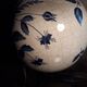 Hand-painted porcelain lamp varnish and crack, crochet-made lampshade, h 48x30cm