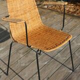 Rattan and steel armchair