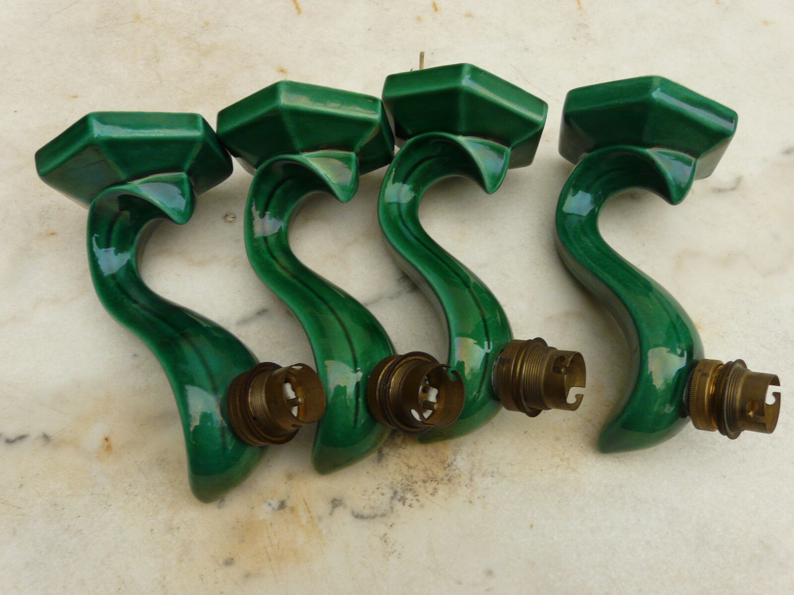 Art deco green ceramic sconce