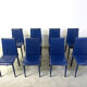 Blue leather dining chairs by Fasem, 1980s - set of 8