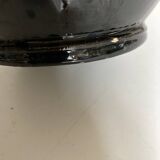 Vase néo classique en terre vernissée de Biot noire 1960