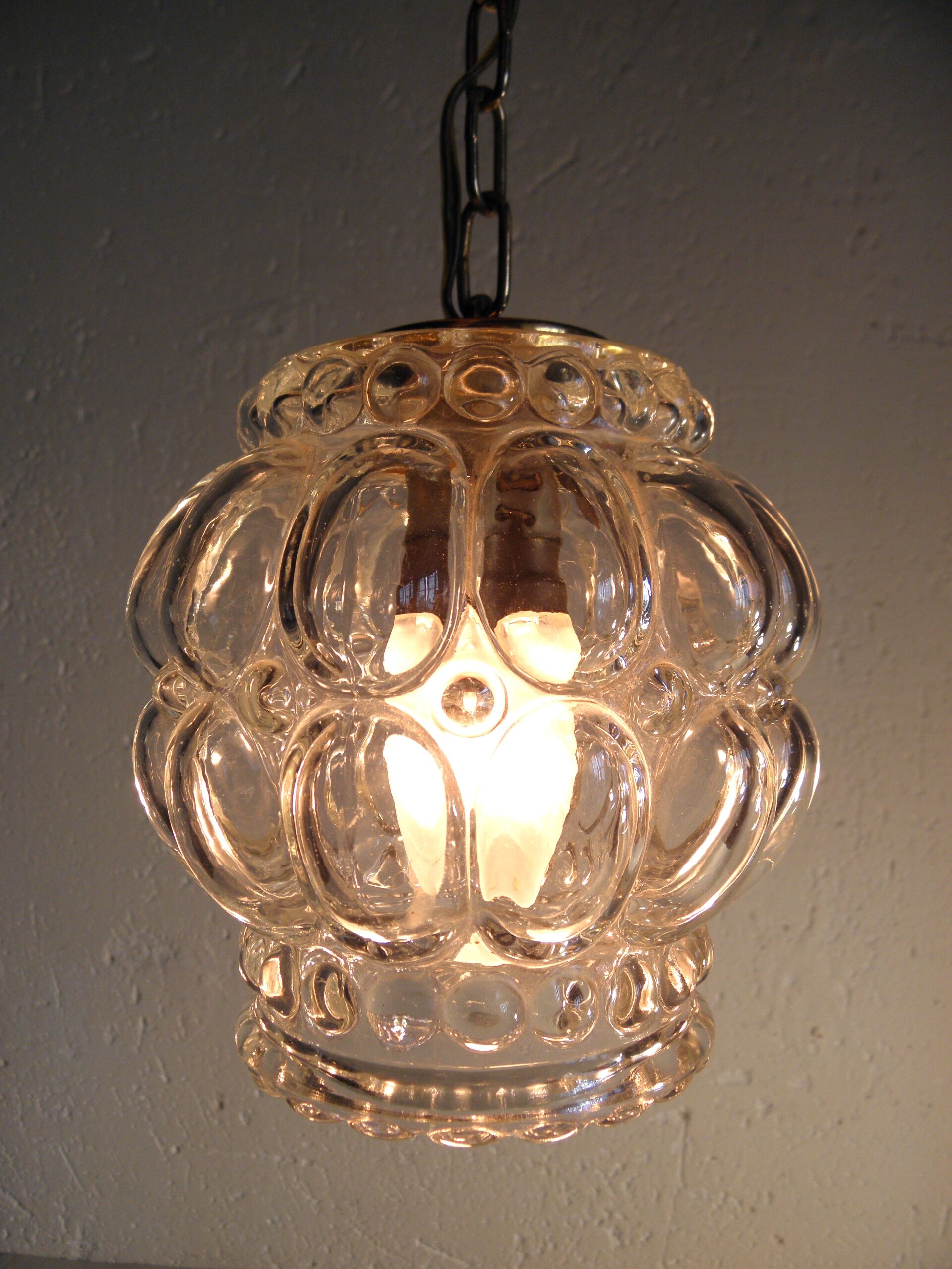 Moulded glass pendant lamp 1970