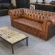 Chesterfield sofa in tan leather