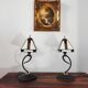 Paire de lampes vintage métal et verre