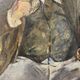 Old painting, portrait of a man with a pipe, signed and dated 57