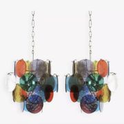 Pair of 4-light hanging chandeliers in Murano glass, Italy, 1980s.