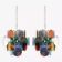 Pair of 4-light hanging chandeliers in Murano glass, Italy, 1980s.