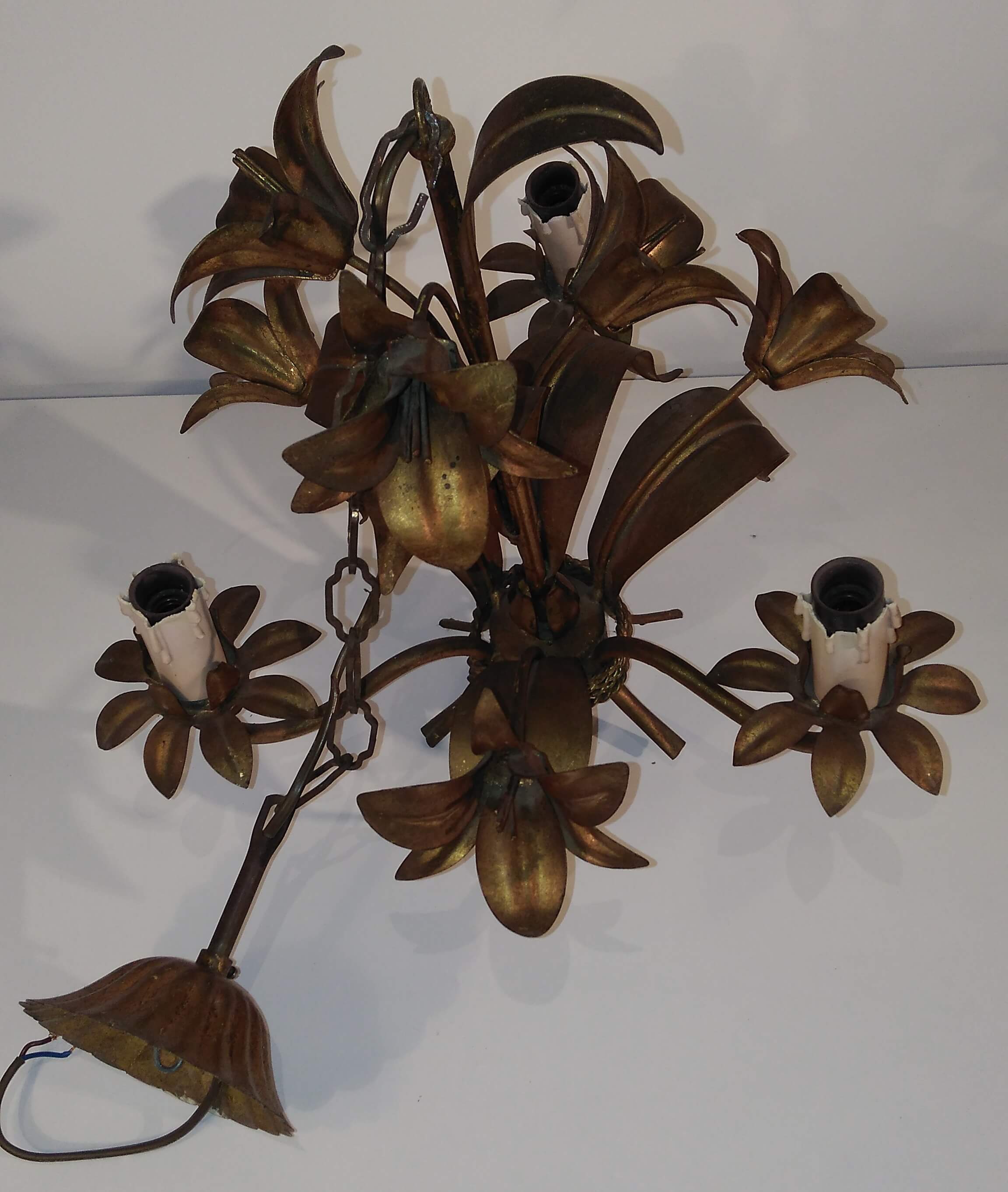 Brass chandelier flowers