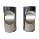 70's metal cylindrical wall sconces