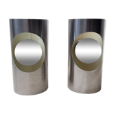 70's metal cylindrical wall sconces